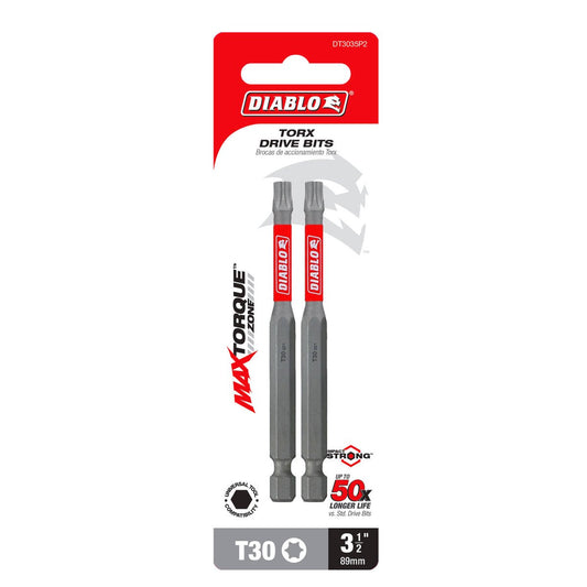 Diablo T30 Torx Drive Bit - 2 Pack - 3-1/2" - Extreme Durability - Auzzistore