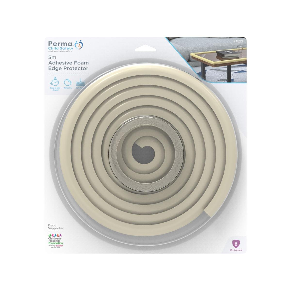 Perma Child Safety 5M Foam Edge Protector Roll - Cream - Softens Edges