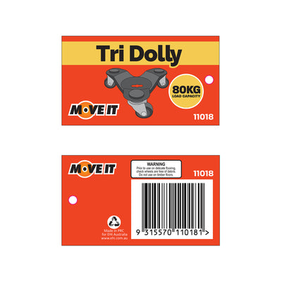 Move It Triangular Dolly 150x50mm Metal Plastic 80kg Capacity