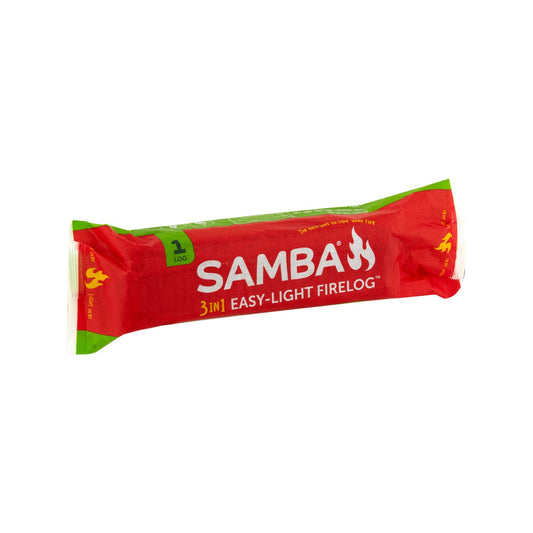 Samba Single Wax Fire Log - 1.08kg - Easy To Light - Burns 2 Hours - Auzzistore