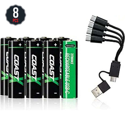 COAST ZITHION-X AA/AAA USB-C Rechargeable Lithium Batteries 8 Pack - Auzzistore