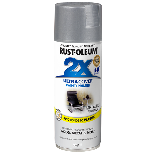 Rust Oleum 2X Ultra Cover Spray Paint 312g - Metallic Aluminium - Auzzistore
