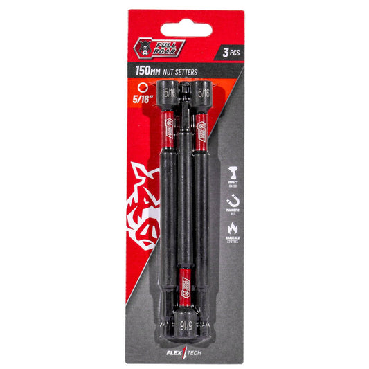 Full Boar Magnetic Impact Nut Setters 3 Pack - 5/16" x 150mm - Durable S2 Steel - Auzzistore