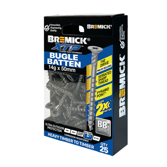 Bremick XTP Bugle Batten 14g x 50mm T40 B8 - 25 Pack - Fast Installation - Auzzistore