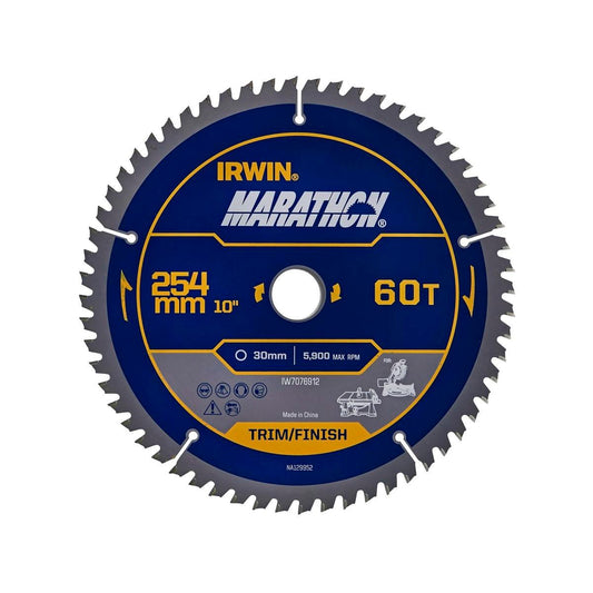 Irwin 254mm 60t Marathon Circular Saw Blade - Tungsten Carbide - Durable