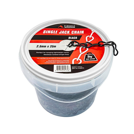Pinnacle Black Single Jack Chain 2.5mm x 25m Bulk Tub - Auzzistore