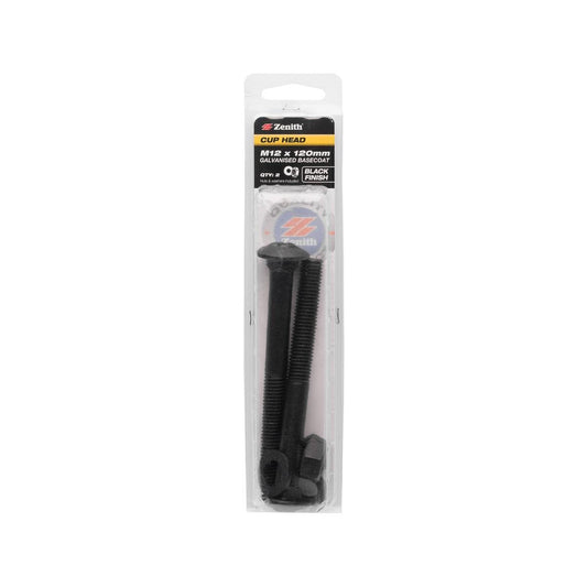 Zenith M12 Cup Head Bolt 2 Pack - 120mm - Black - Durable Fastening Solution - Auzzistore