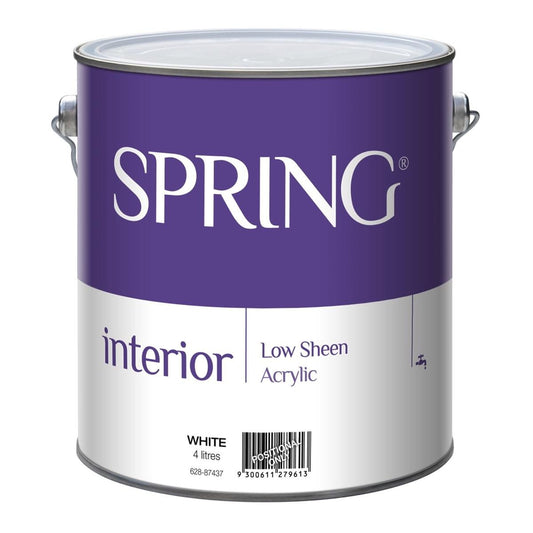 Spring Interior Low Sheen Paint 4L Acrylic Washable Quick Recoat