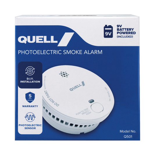 Quell Q501 Photoelectric Smoke Alarm - 9V - Trade Box - Easy Installation - Certified AS 3786 - Auzzistore