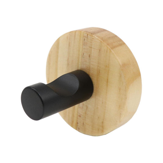 Adoored Natural Timber Robe Deco Hook - 50mm x 50mm x 45mm - Black Finish