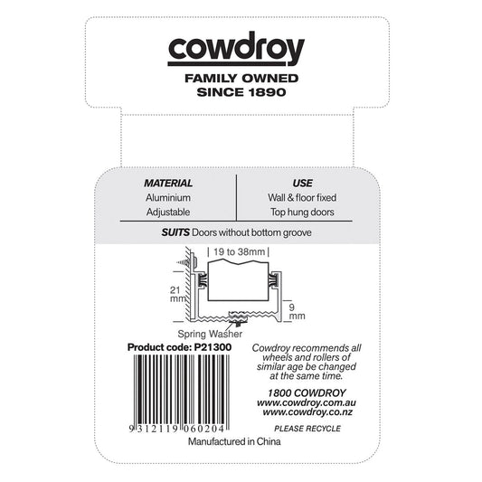 Cowdroy Sliding Door Guide Wall Mount - 19-38mm - Aluminium - Easy Install – view 2 - Auzzistore