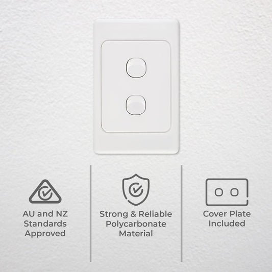 Deta Double Vertical Switch - 2 Gang - Polycarbonate - Indoor Use – view 2 - Auzzistore