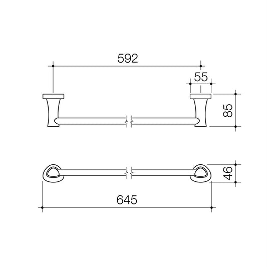 Caroma 600mm Towel Rail - Polished Chrome - Brass - Elegant Design – view 2