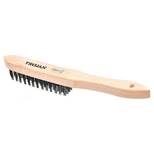 Trojan Carbon Steel Wire Brush 4 x 15 Rows - 30mm x 285mm - Deburring, Rust Removal - Auzzistore