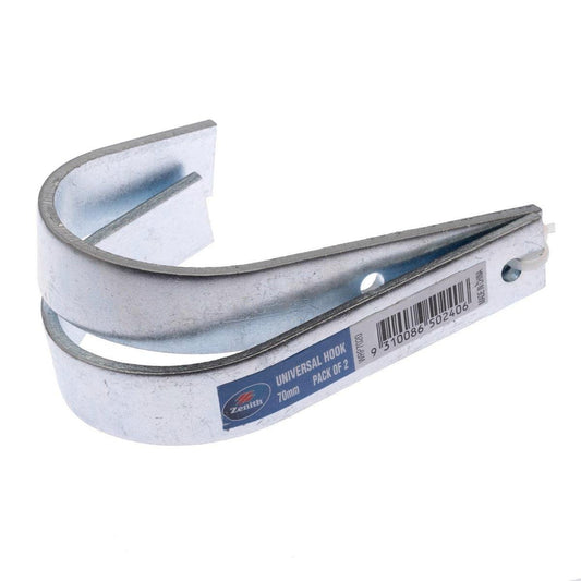 Zenith Universal Hook - 70mm - Zinc Plated - 2 Pack - Durable Storage