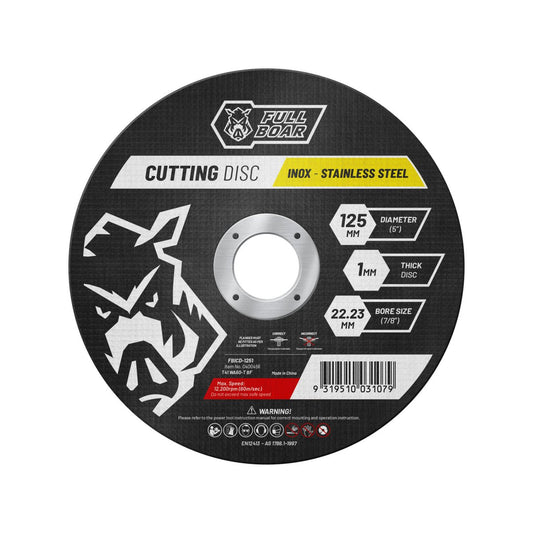 Full Boar Inox Cutting Disc - 125mm - 1mm Thickness - Steel & Stainless Steel Cutting - Auzzistore