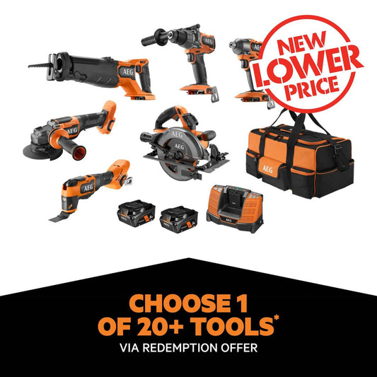 AEG 18V Fusion Brushless 6 Piece Tool Kit - 5.0Ah Batteries - Heavy Duty - Auzzistore