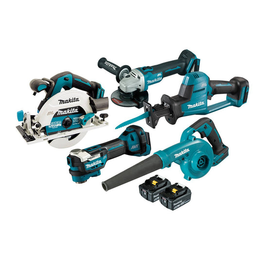 Makita 18V Brushless 5 Piece Combo Kit DLX5097T - 5.0Ah Batteries - 570mm x 380mm x 345mm - Enhanced Performance - Auzzistore