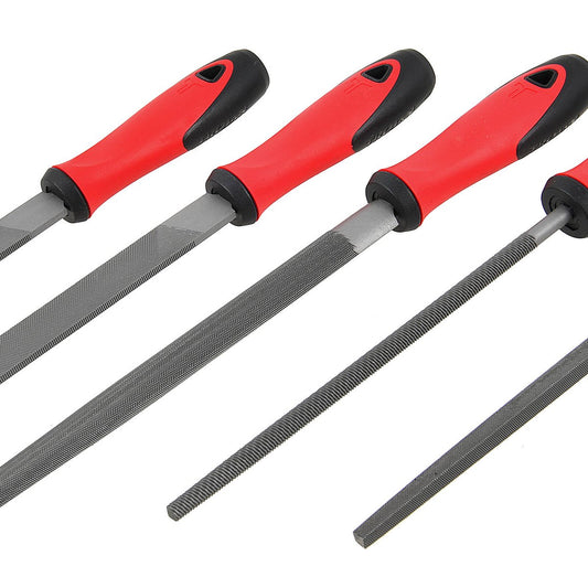 Trojan 5 Piece File Set - 200mm - Hardened Steel - Ergonomic Grip - Wood & Metal – view 2 - Auzzistore