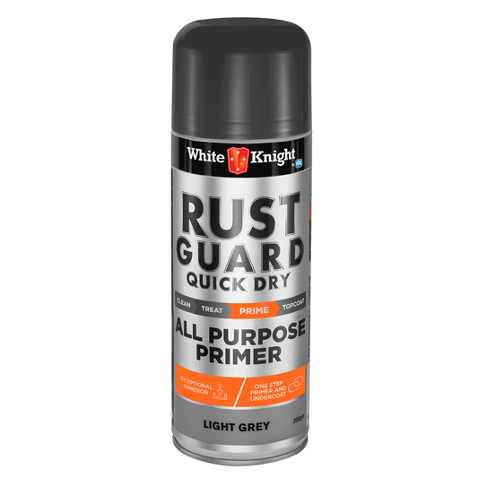 White Knight Rust Guard 300g Quick Dry Primer Spray Paint Light Grey - Auzzistore