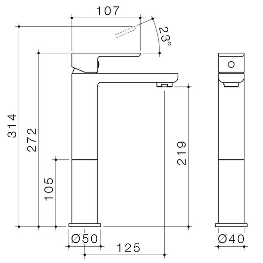 Caroma Luna Basin Mixer - Brushed Nickel - 40mm x 272mm x 215mm - Lead-Free Brass – view 2