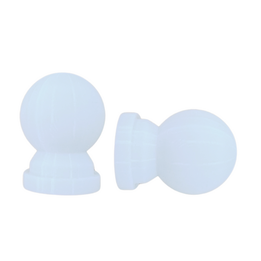 Pillar 16mm White Ball Curtain Rod Finials - Pair - 70mm x 70mm - Gloss White - Auzzistore