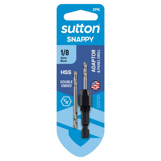 Sutton Snappy 1/8" Adaptor & Double Ended Panel Drill 2 Pack - Versatile Tool Set - Auzzistore