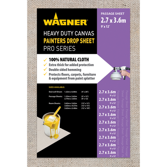 Wagner Heavy Duty Canvas Drop Sheet 3 65m x 2 74m Tear Resistant - Auzzistore