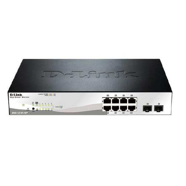 D-Link 10-Port Gigabit Smart Managed PoE Switch with 8 PoE RJ45 and 2 SFP Ports