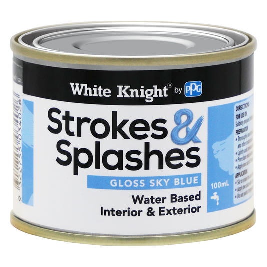 White Knight Sky Blue Strokes and Splashes Paint 100ml Water Based - Auzzistore