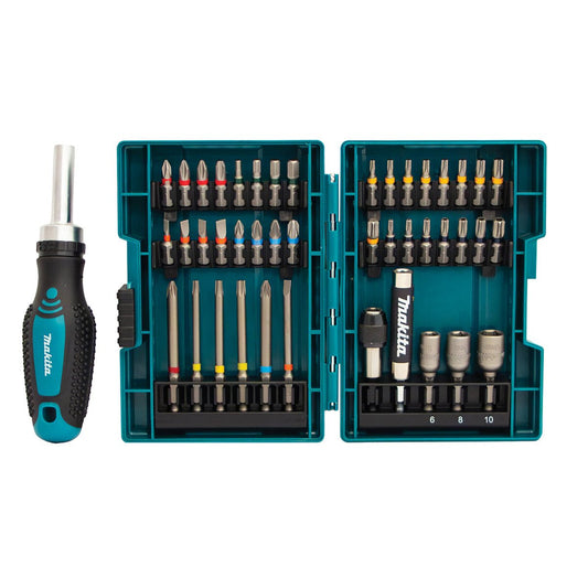 Makita 43 Piece Screwdriver Bit Set - 160mm x 190mm x 50mm - Colour-Coded Bits - Auzzistore