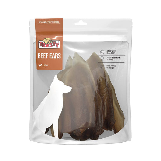 Trusty Beef Ears Adult Dog Treats 4 Pack - 100% Real Beef - 0.32kg