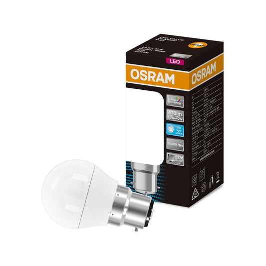 Osram Fancy Round BC LED Light Globe 4.9W 470lm 6500K Daylight