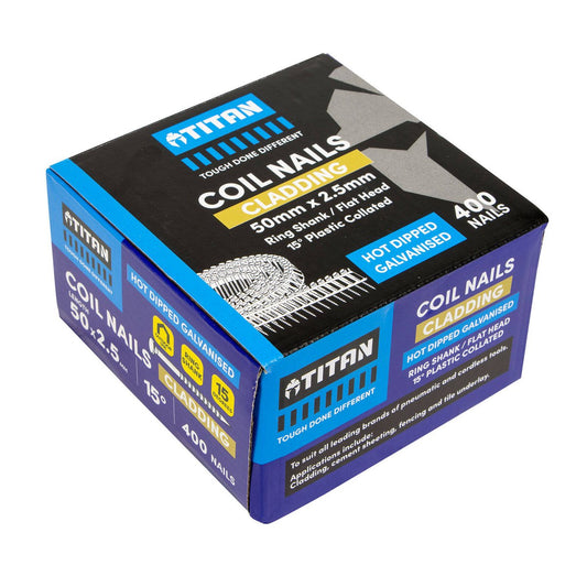 Titan Collated Coil Nail Ring 400 Pack - 50 x 2.5mm - Hot Dipped Galvanised - Corrosion Resistant – view 2 - Auzzistore