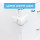 Perma Child Safety Corner Drawer Locks - 2 Pack - Plastic - Easy Install