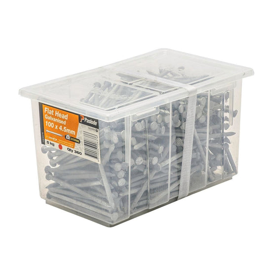 Paslode Flat Head Galvanised Nails 100 x 4.5mm 5kg 360 Pack - Auzzistore