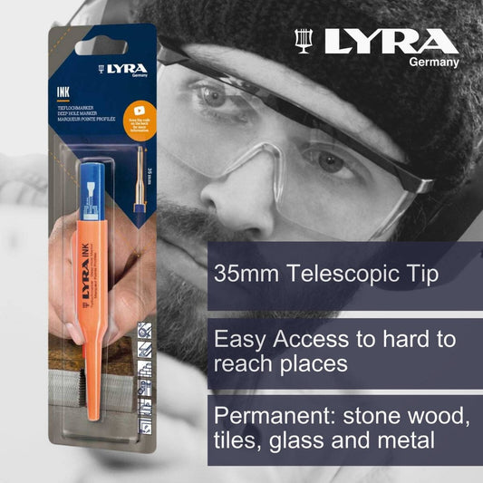 Lyra Blue Deep Hole Permanent Construction Marker - 1mm Tip - 35mm Stainless Steel Tip - Water Resistant – view 2 - Auzzistore