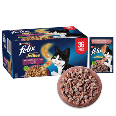 Felix Sensations Jellies Favourites Wet Cat Food 85g x 36 Pack - Complete Nutrition