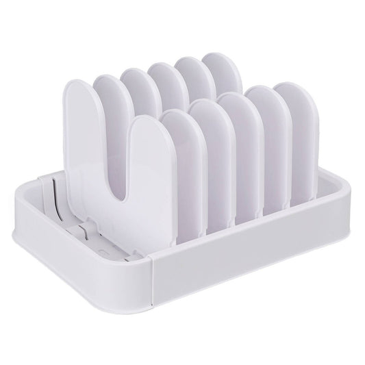 EzyStorage White Expanding Cookware Organiser - 36-58cm - 6 Dividers - Auzzistore