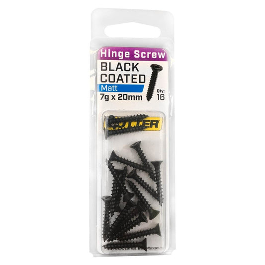 Otter Black Coated Hinge Screws 7 x 20mm - 16 Pack - Auzzistore