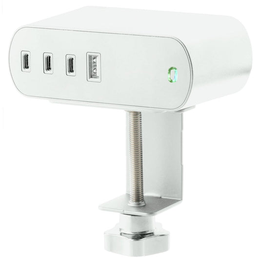 Arlec 2 Outlet USB C Powerboard 1.8m - Desktop Clamp - White - Surge Protection