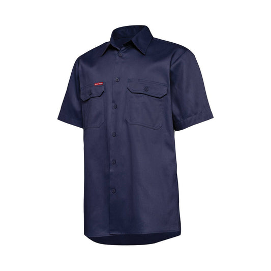 Hard Yakka Navy Core Lightweight Vented Short Sleeve Shirt 2XL - Breathable Cotton - Relaxed Fit