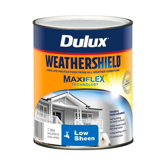 Dulux Weathershield Exterior Paint - 1L - Vivid White - Low Sheen - Auzzistore