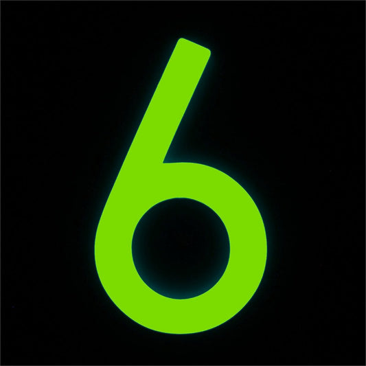 Sandleford 90mm Glow In Dark Acrylic House Number 6 - Strong Adhesive – view 2