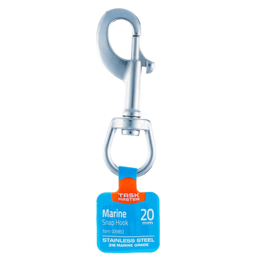 Taskmaster 20mm Stainless Steel Marine Snap Hook - Durable - Corrosion Resistant - Auzzistore