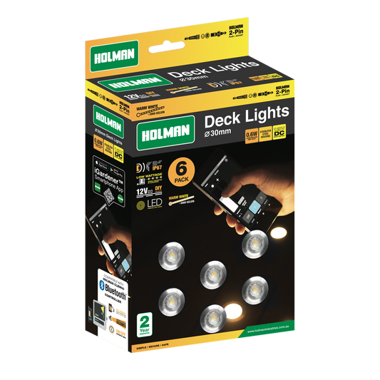 Holman 30mm Warm White Deck Light 6 Pack Stainless Steel Waterproof – view 2 - Auzzistore