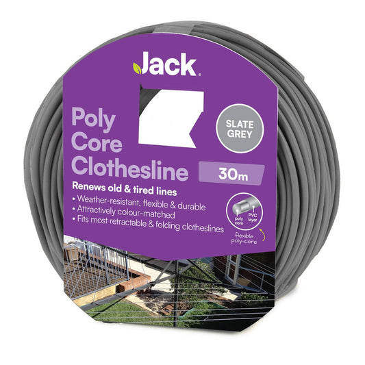 Jack 30m Poly Core Clothesline - Slate Grey - Durable & Weather Resistant - Auzzistore