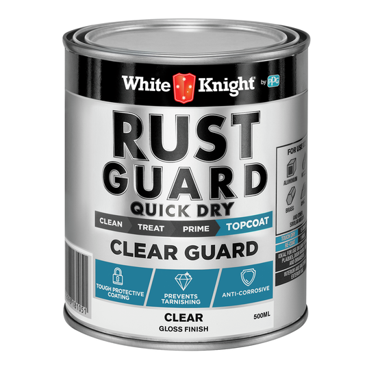 White Knight Rust Guard Clear Paint 500ml Quick Dry Metal Coating - Auzzistore