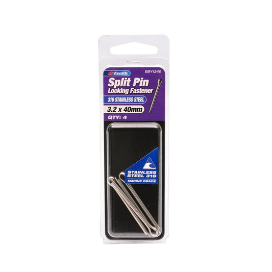 Zenith Split Pin 3 2 x 40mm 316 Stainless Steel 4 Pack Corrosion Resistant - Auzzistore