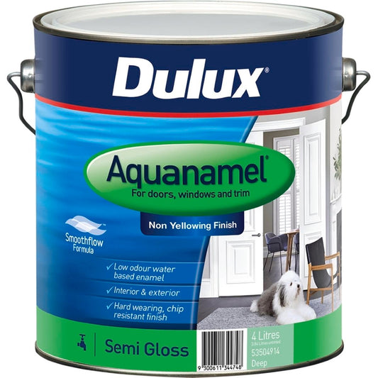 Dulux Aquanamel Semi Gloss - 4L - Water Based - Non-Yellowing Finish - Auzzistore